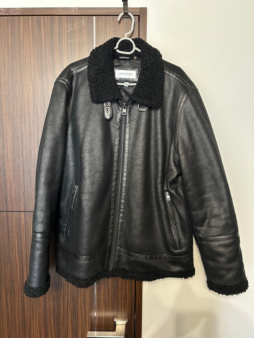   ボアレザージャケットカルバンクラインムートンジャケット