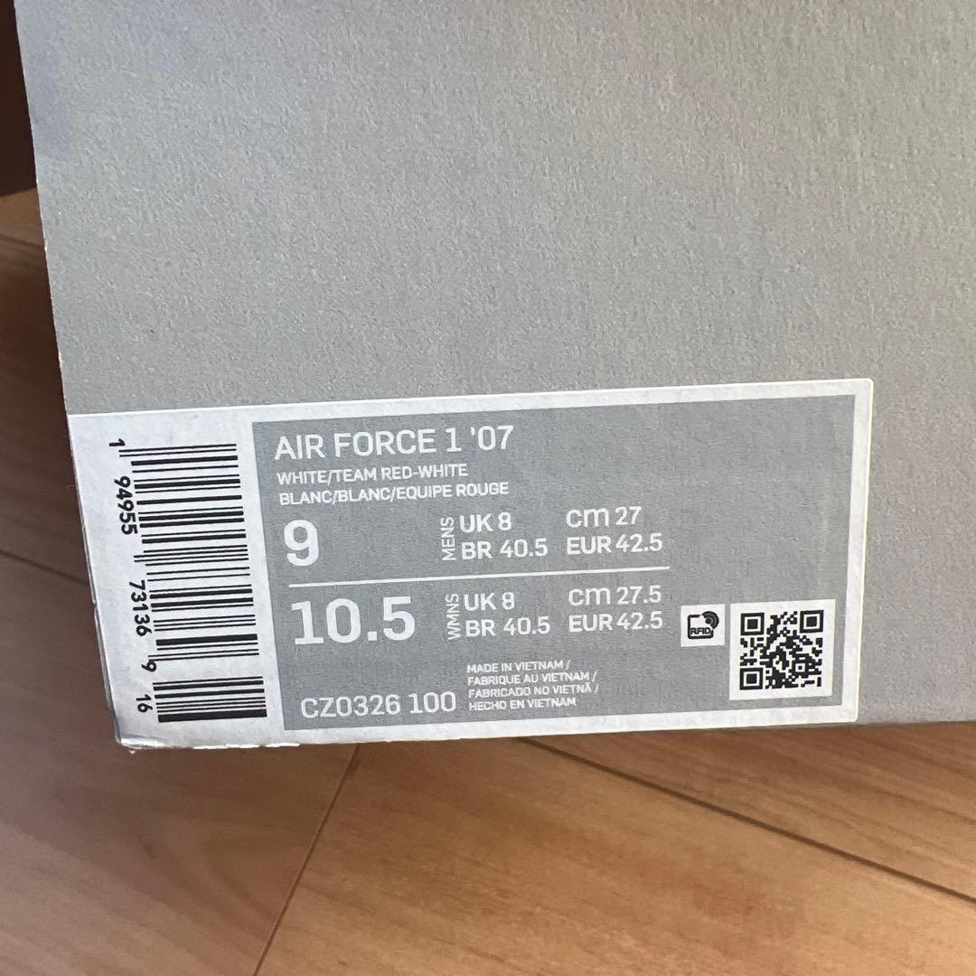 T*I様 Nike Air Force 1 '07 ホワイト/チームレッド 27