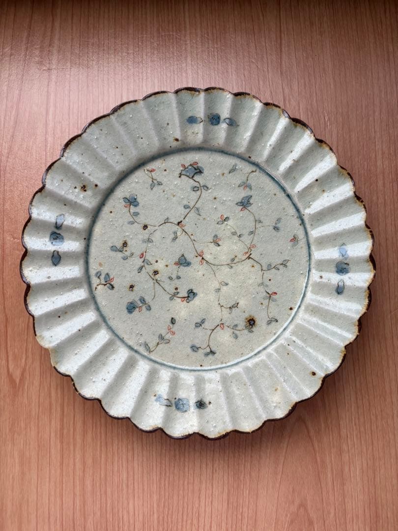 み*ん様 市野吉記　コウホ窯　リム皿　 小花　美品