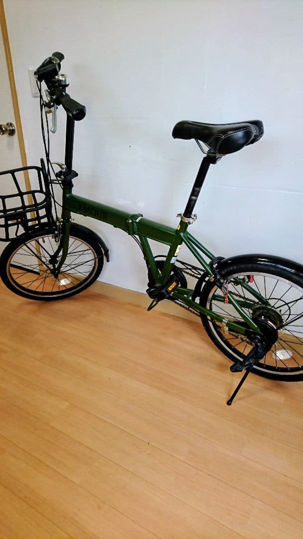 【美品】【引き取り希望】折りたたみ自転車 ミニベロ オリーブグリーン