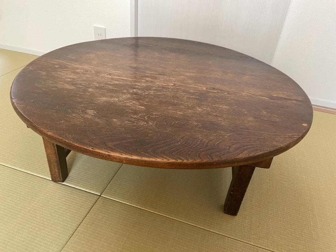 希少品 昭和 レトロ 古道具 アンティーク 木製 円卓 座卓 ちゃぶ台　古い家具