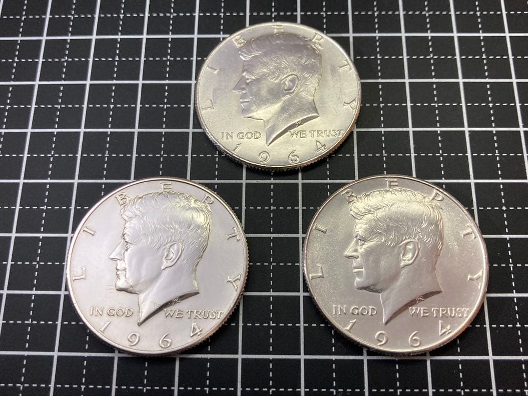 【アメリカ】ケネディハーフダラー銀貨3枚組(1964年)