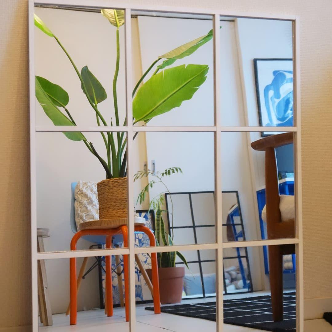 姿見　格子ミラー　壁掛けミラー　海外　店舗