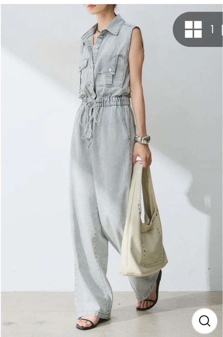 ecica ポケットデザインデニムオールインワン