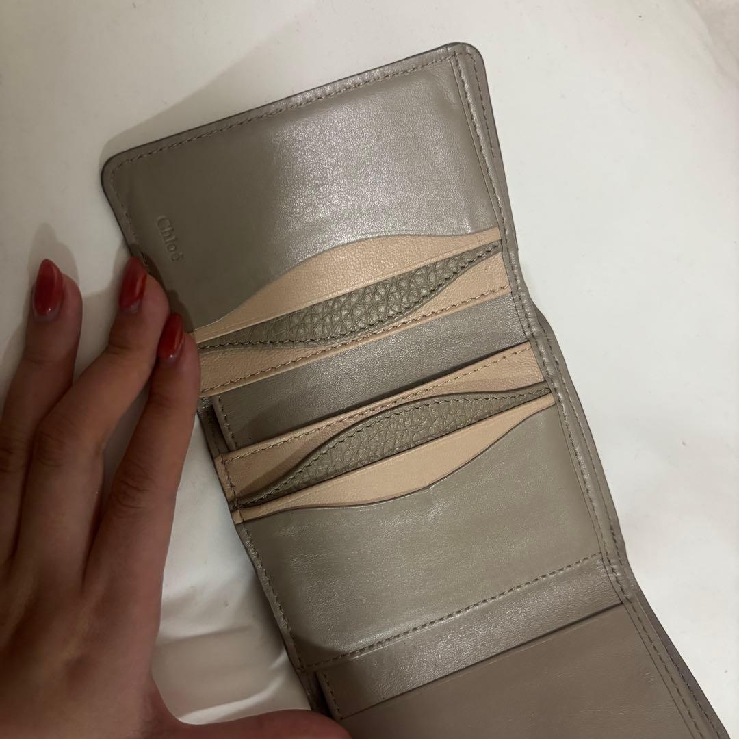 【ほぼ未使用】Chloé グレー レザー 三つ折り財布