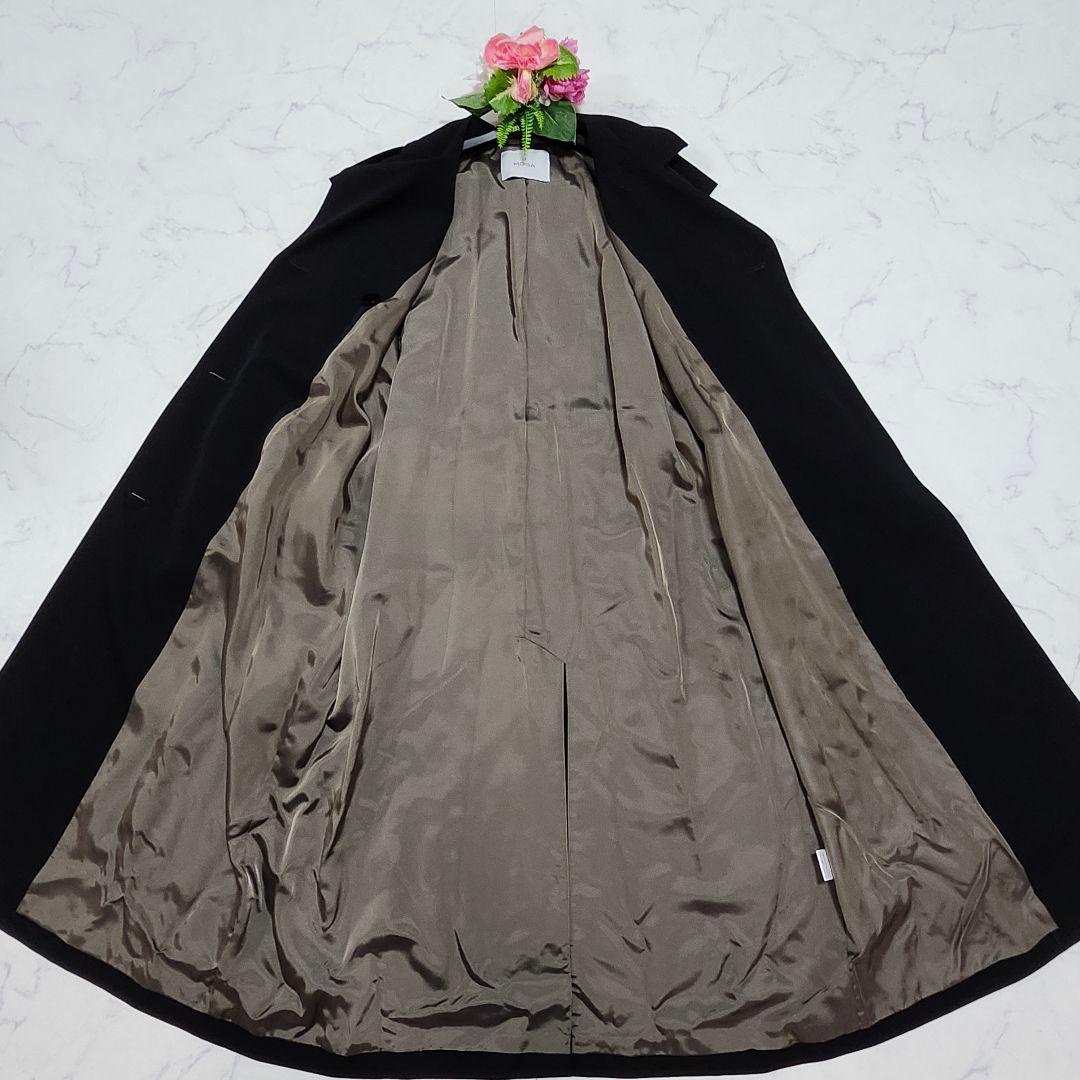 美品☆モガ　トレンチコート　ロング丈　ウエストベルト　近年モデル　ブラック