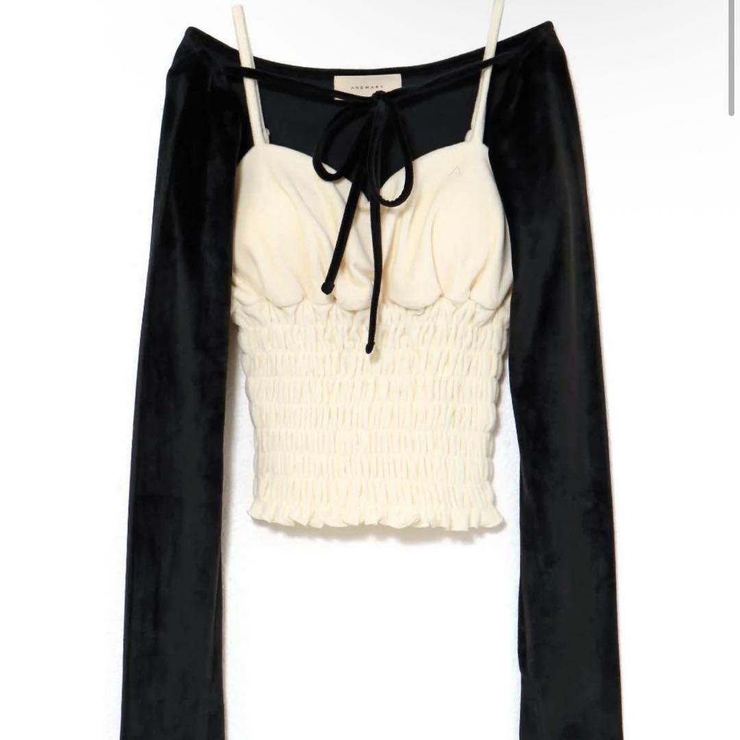 トップス andmary Mei shirring tops Black