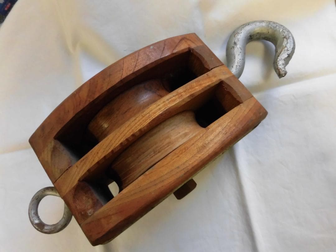 木製　滑車（２車）　１８０