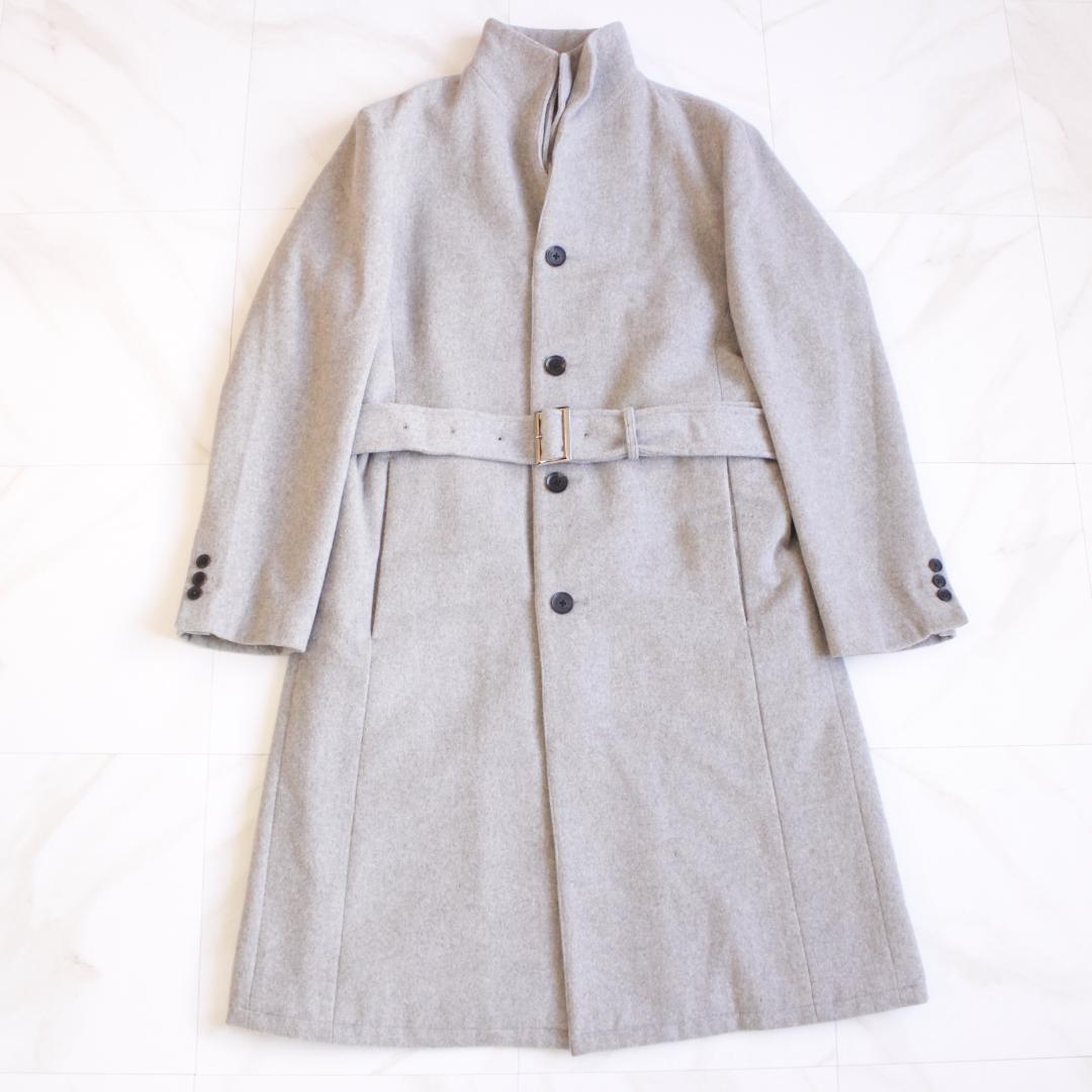 TENORAS スタンドカラーロングコート Mサイズ グレー ベルト