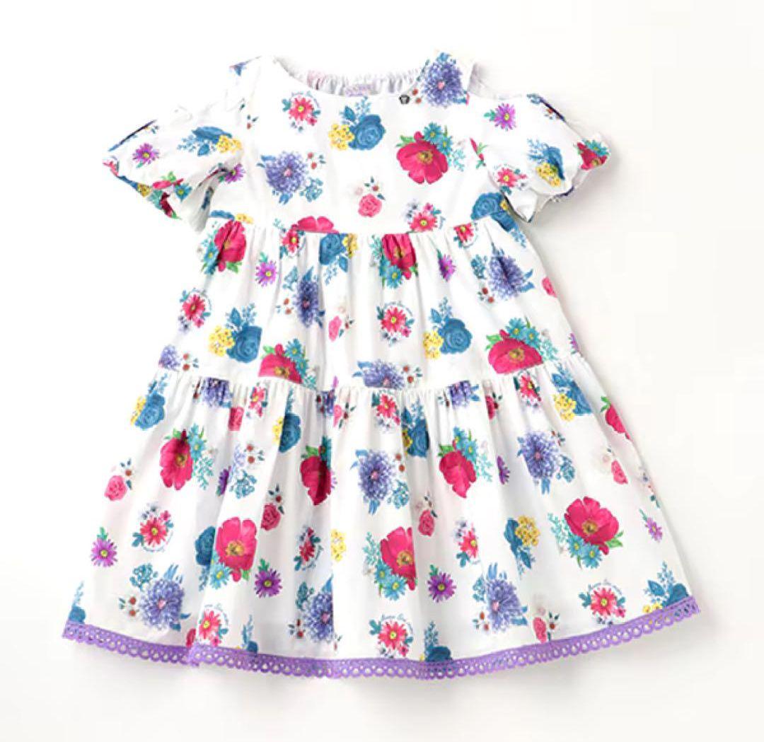 アナスイミニ　140 Vivid Floral 花柄ティアードワンピース