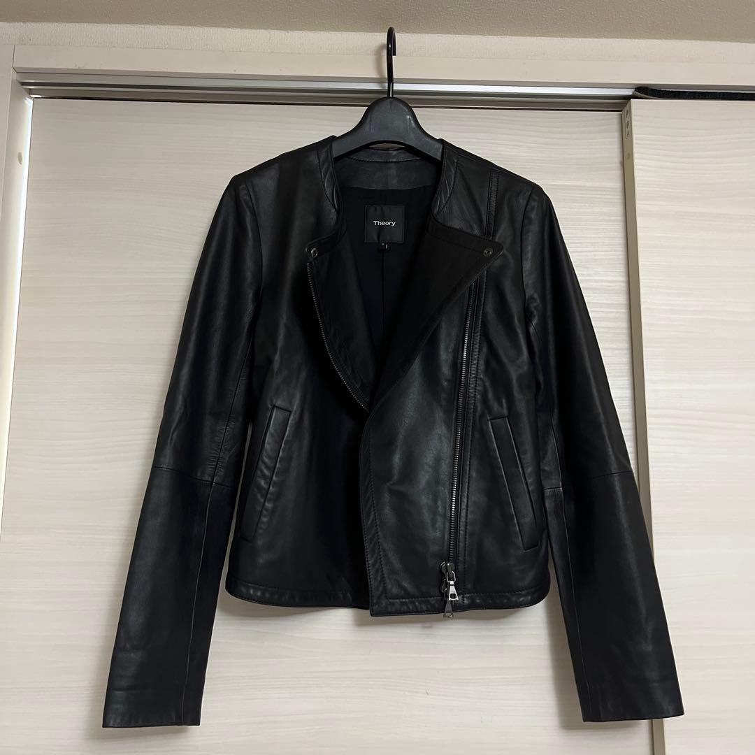美品 theory セオリー ラムレザー ライダースジャケット
