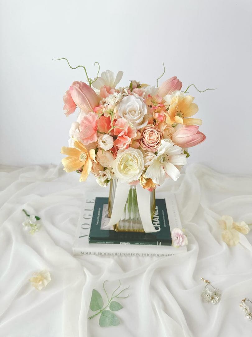 アーティフィシャルフラワー　造花アレンジメント ピンクオレンジ