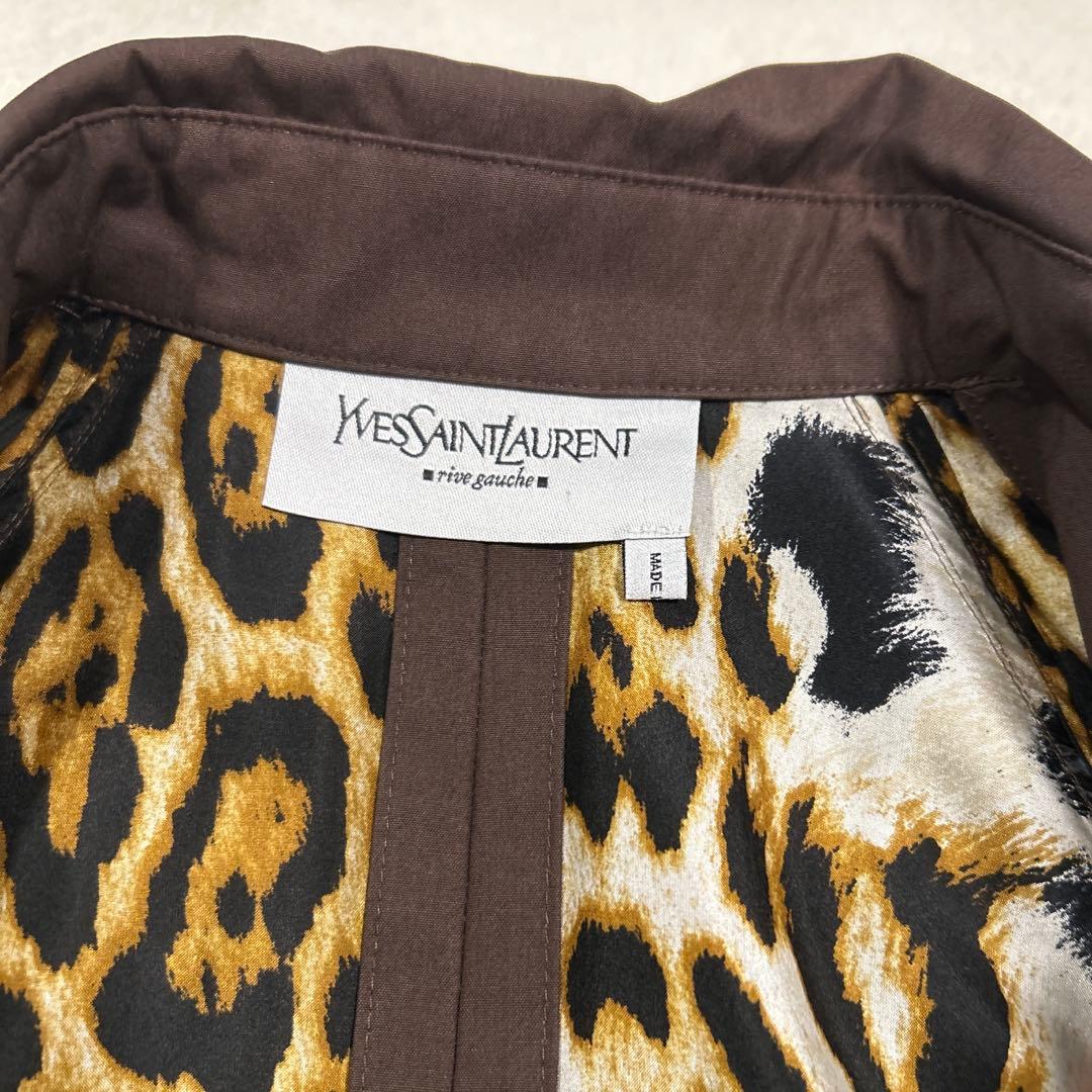 イヴサンローラン　リブゴーシュ トレンチコートレオパード　ブラウン　36