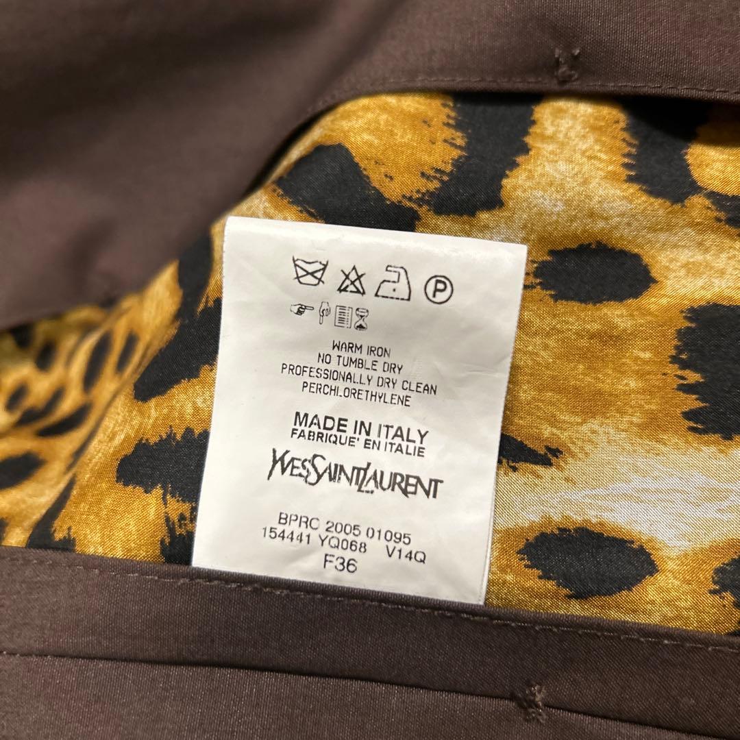 イヴサンローラン　リブゴーシュ トレンチコートレオパード　ブラウン　36