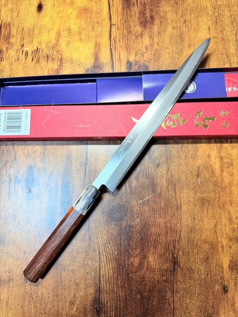 【堺刃物】　フグ引 テッサ　包丁　銀三鋼　8寸　紫檀水牛八角柄