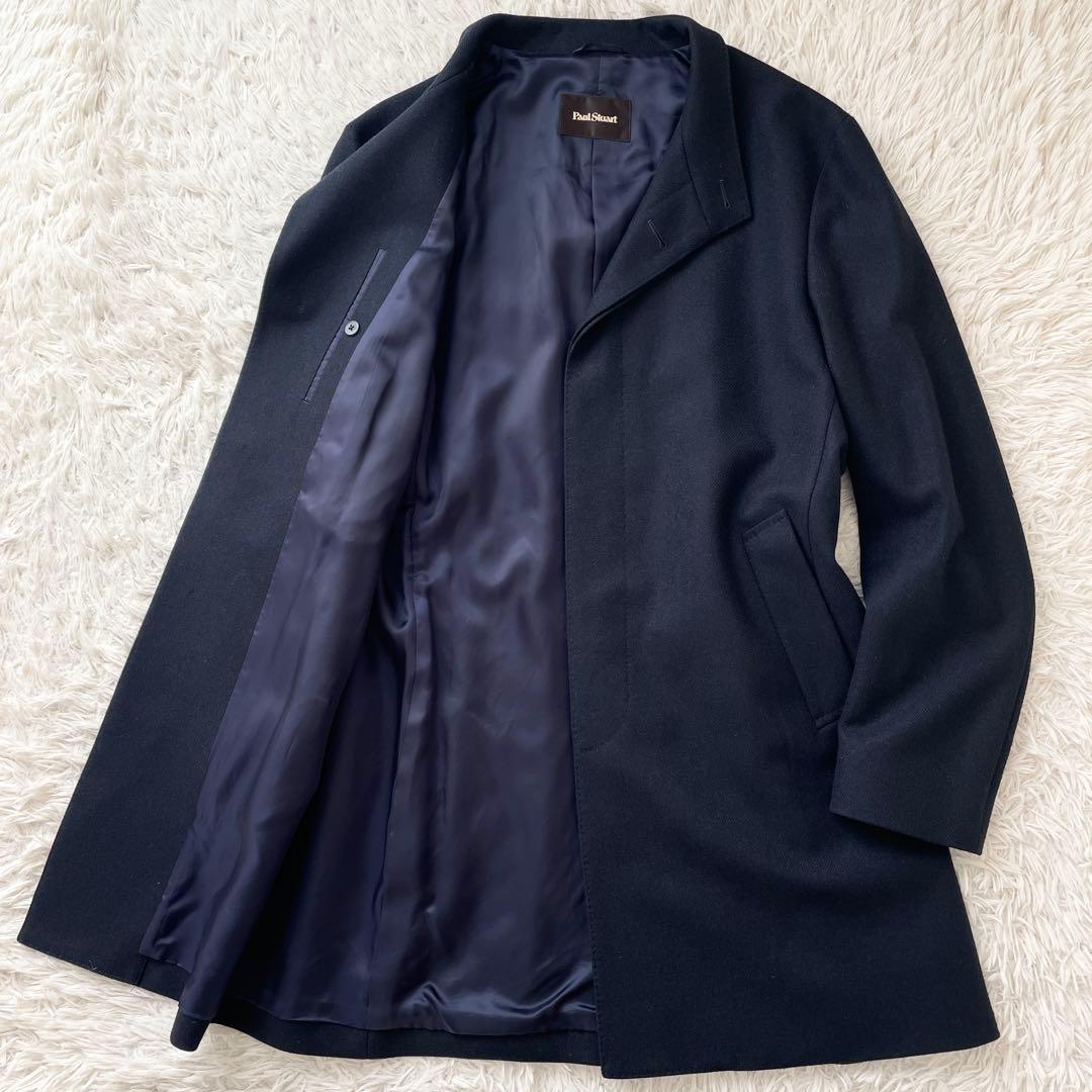極美品 XLサイズ ポールスチュアート カシミヤ 近年モデル ステンカラーコート