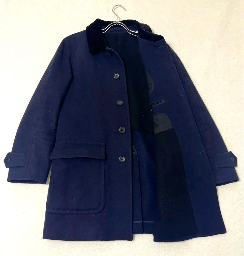マーガレットハウエル ステンカラーコート ウール ネイビー