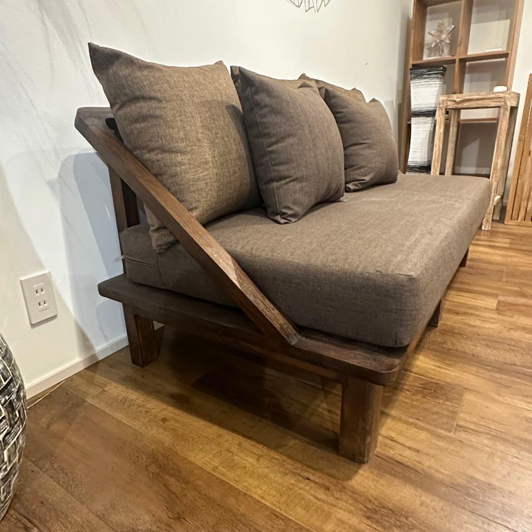 【訳あり】バリ島チークソファ　2人掛けソファw150cm 通常220,000円が