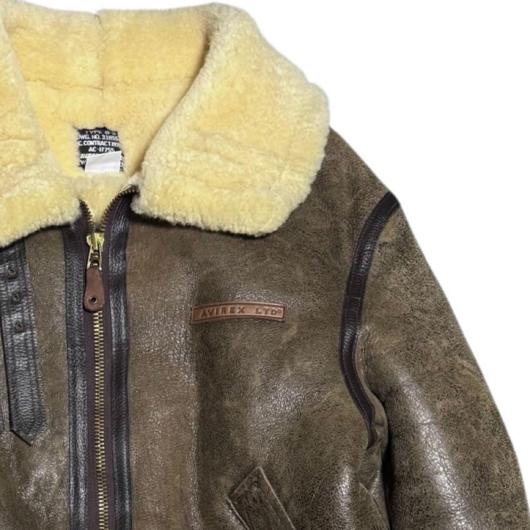 AVIREX 米国製 B-3 胸タグ ボマージャケット リアルムートン 42