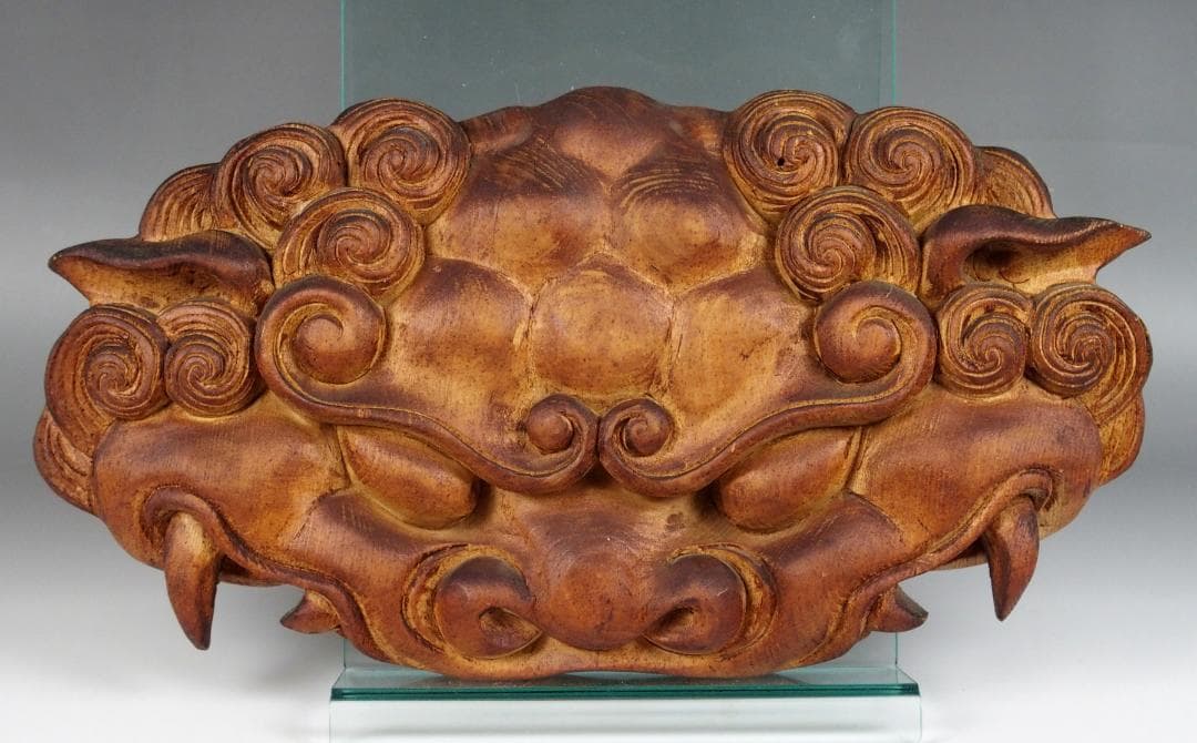 【木彫　獅噛】魔除け　獅子噛み　社寺彫刻　宮彫り　だんじり　山車　悪疫を噛み砕く
