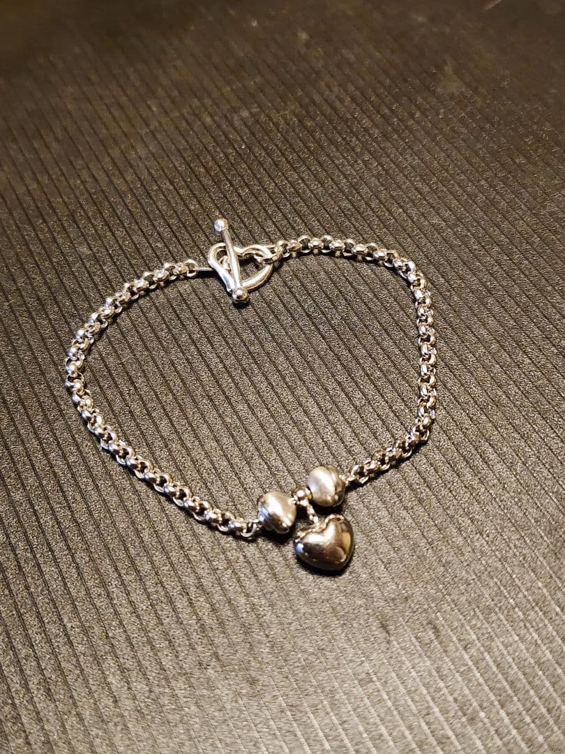 Pt850刻印あり シルバーハートチャームブレスレット