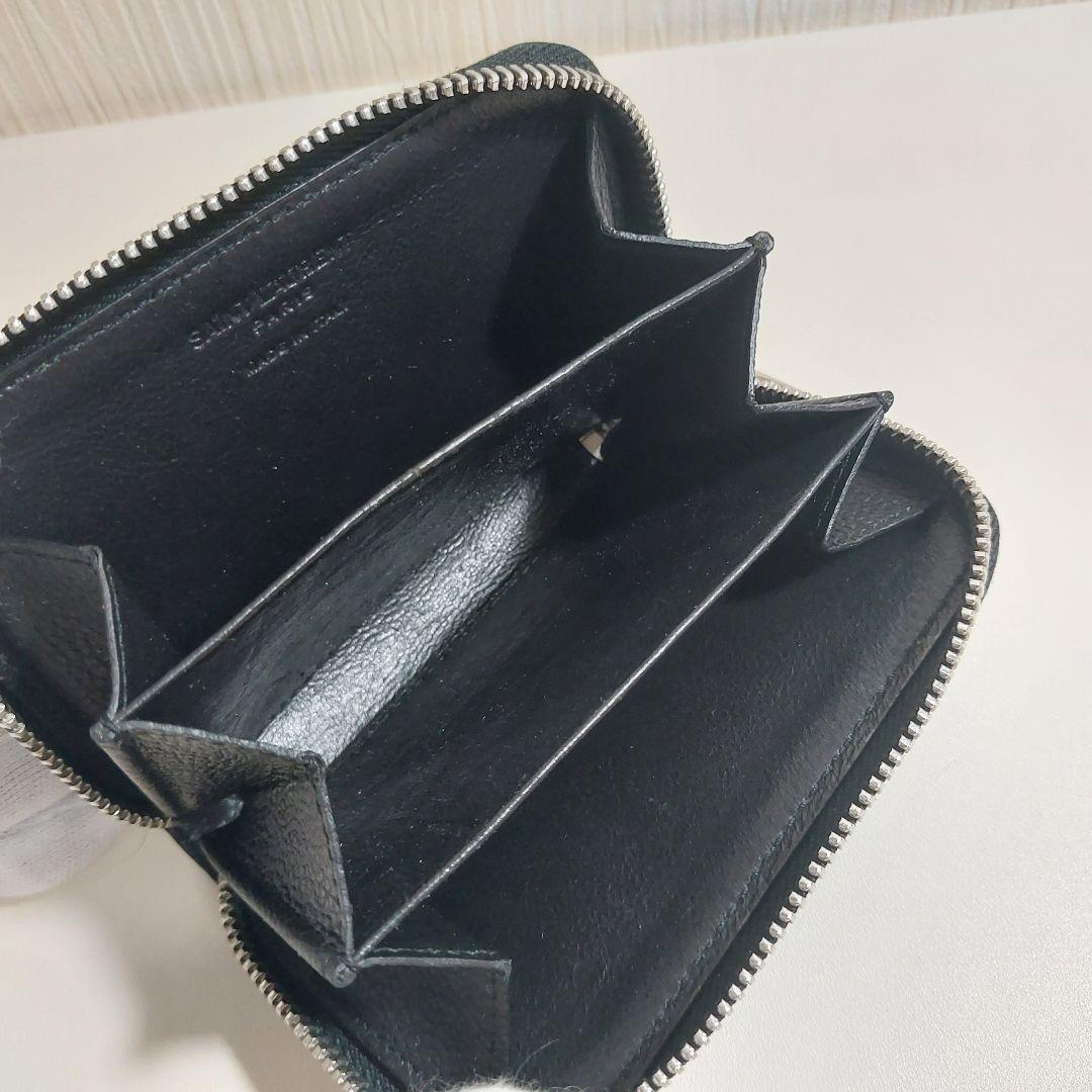 サンローラン ラウンドジップ コンパクト財布 レザー ブラック 504778