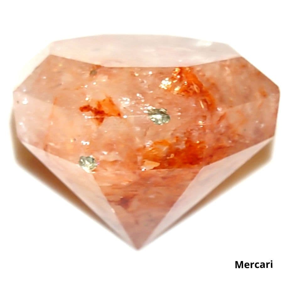 【レア✧１点物】天然石ファイヤークォーツのダイヤモンドカット　置き物