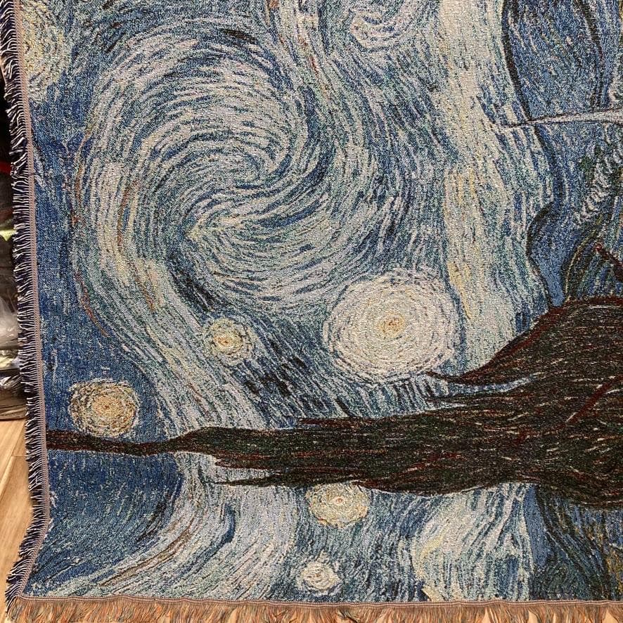 CAFU アート ラグ マット ブランケット ゴブラン ゴッホ 星月夜 芸術