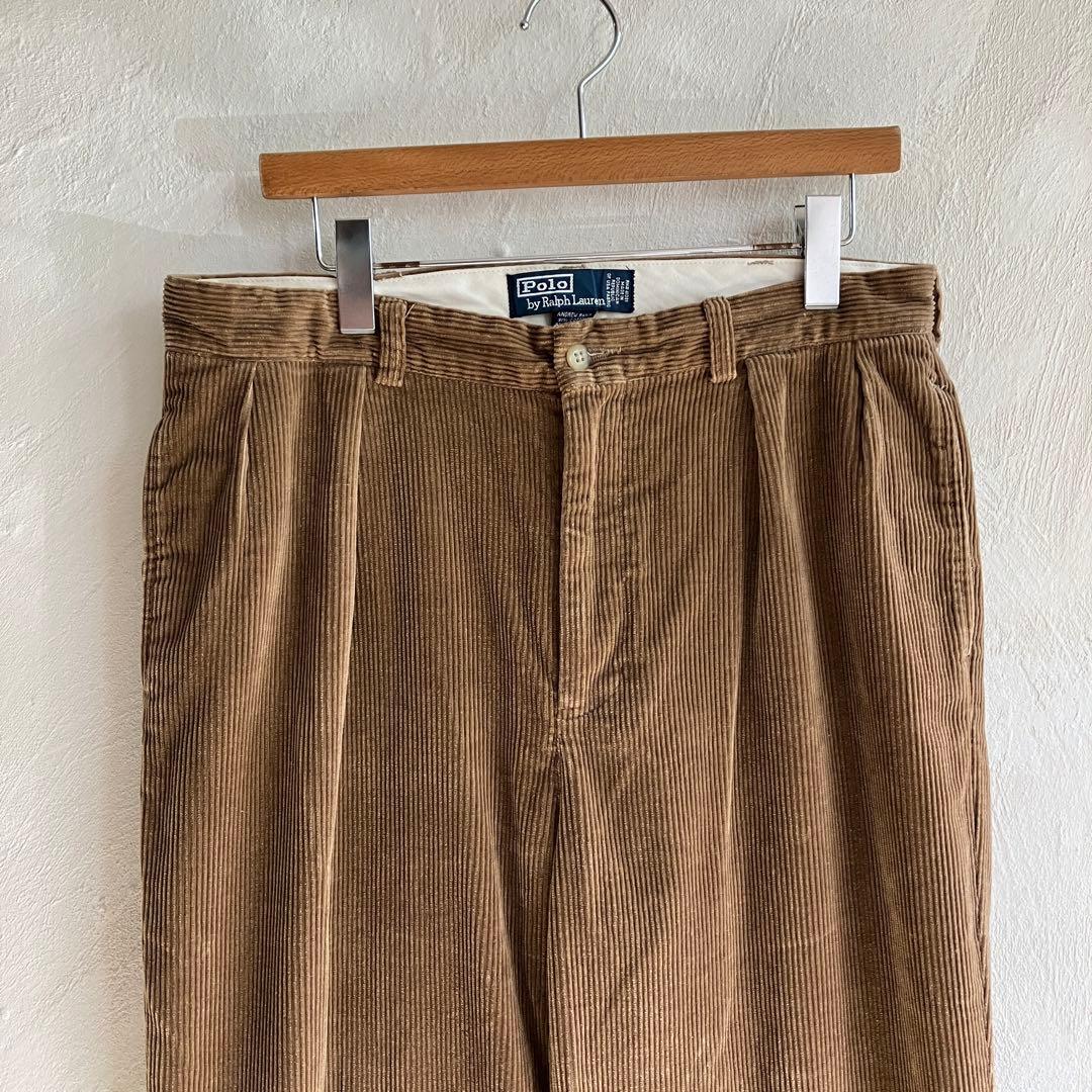 美品 Ralph Lauren ツータック コーデュロイパンツ ブラウン