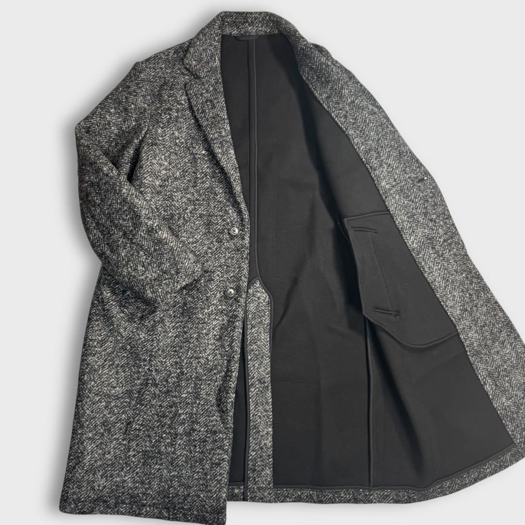 美品 L ユナイテッドアローズ ボンディング チェスターコート ヘリンボーン