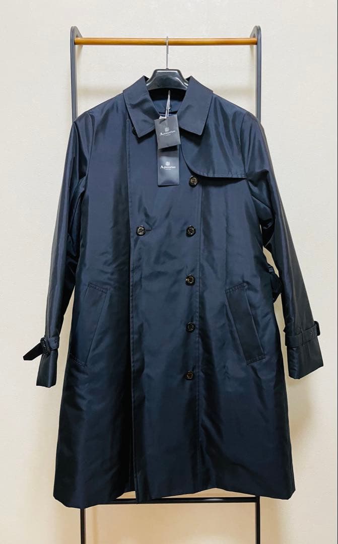 Aquascutum ステンカラーコート ダークネイビー