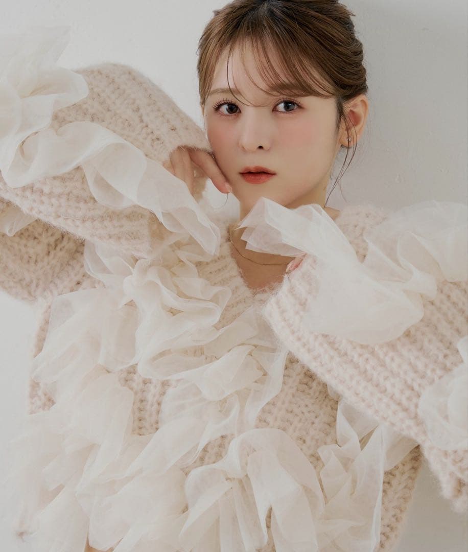 【SALON by Chico】ランダムチュールドッキングニット ピンク 新品♡