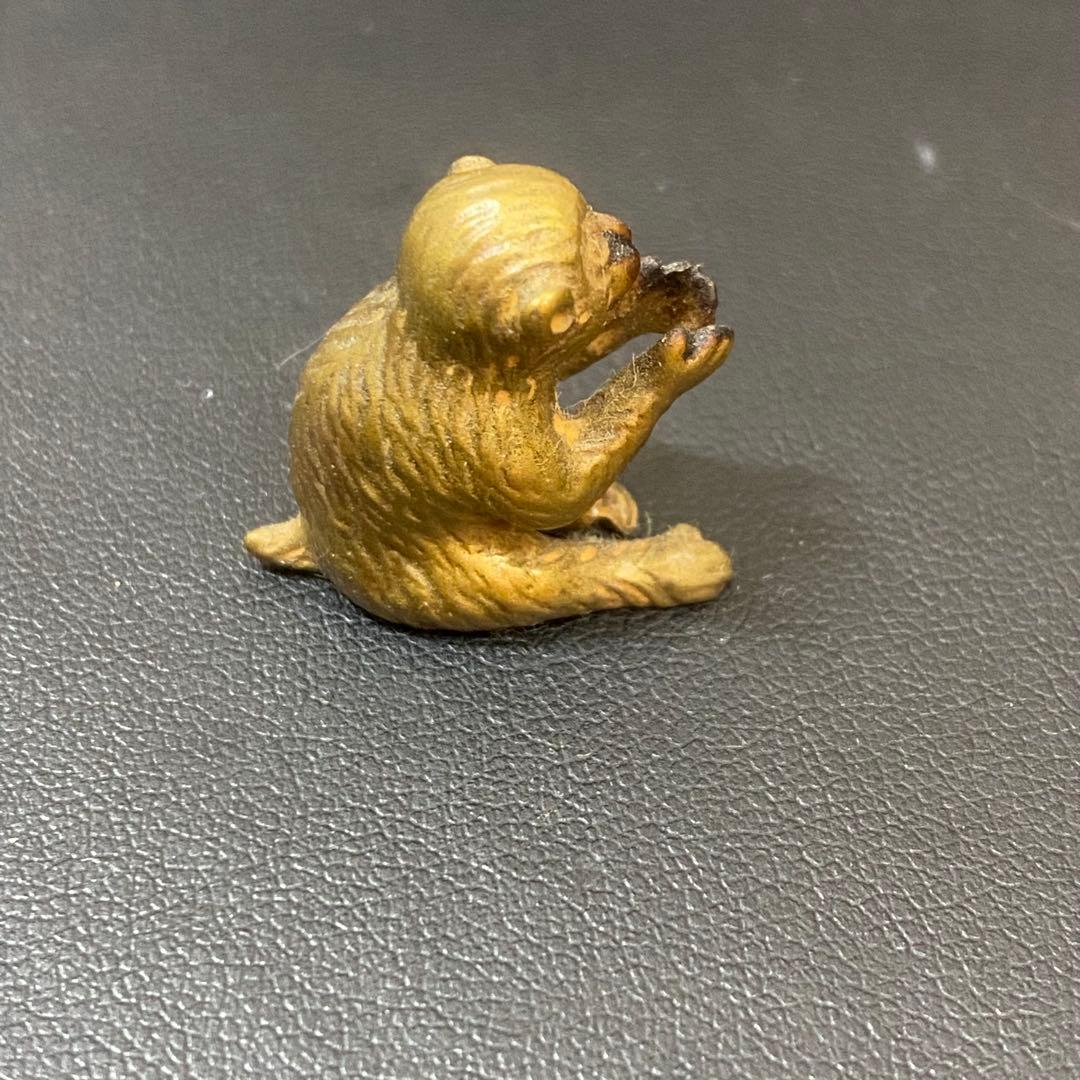 sh2269 鋳銅製　猿香立　香木 朱印付き木製箱　清課堂　京都