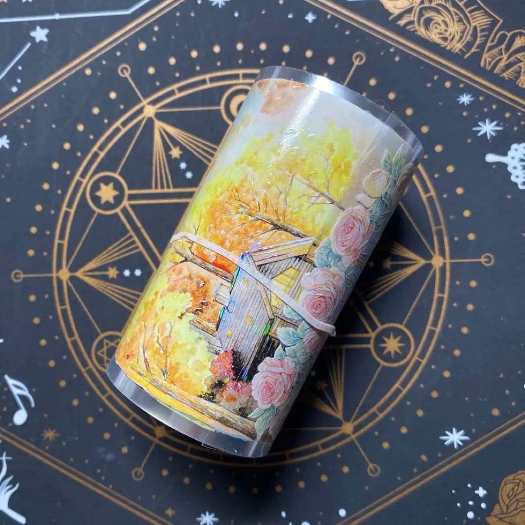 【9207】海外　マステ　中古巻　貝殻光マスキングテープ　四季　背景系